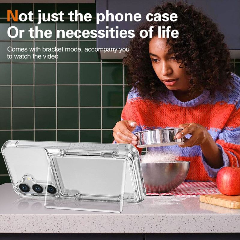 Etui Samsung Galaxy S25 5g Przezroczyste Z Wbudowanym Uchwytem Na Kartę