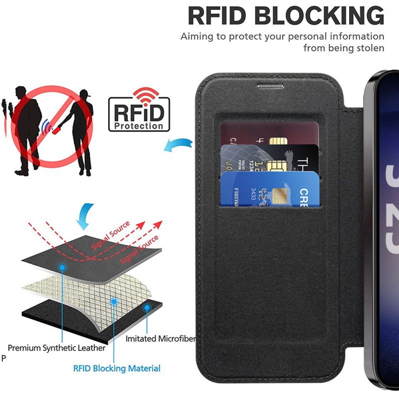 Flip Kotelot Samsung Galaxy S25 5g Etui Na Telefon Efekt Skóry Kompatybilny Z Magsafe I Blokadą Rfid