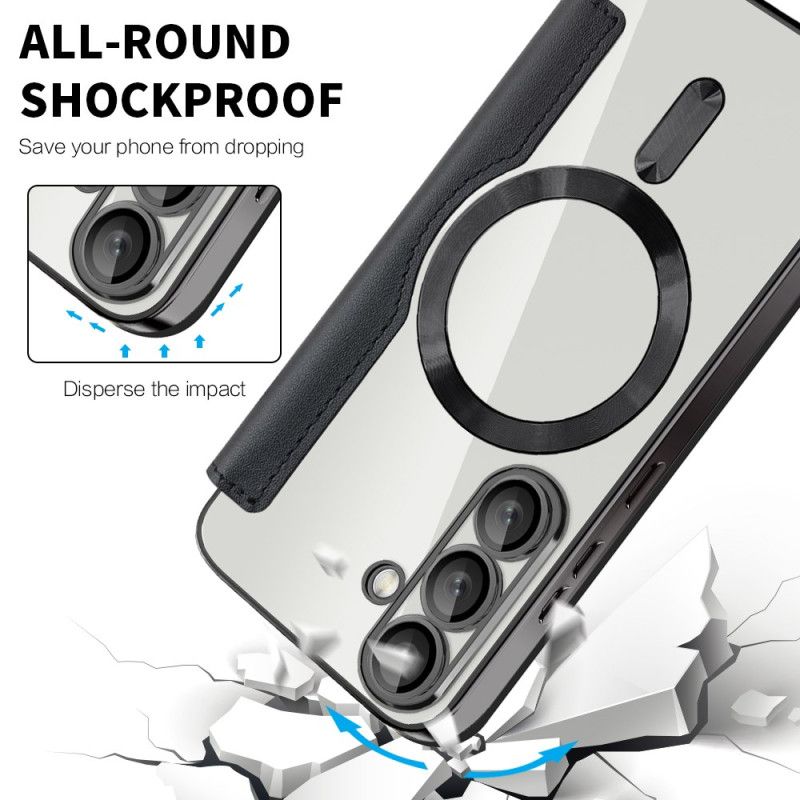 Flip Kotelot Samsung Galaxy S25 5g Etui Na Telefon Efekt Skóry Kompatybilny Z Magsafe I Blokadą Rfid