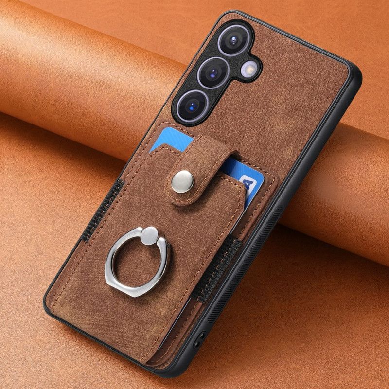 Futerały Samsung Galaxy S25 5g Etui Na Telefon Etui Na Karty I Pierścień Z Efektem Skóry