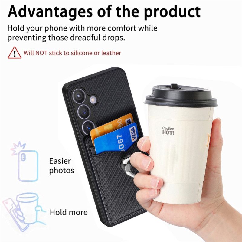 Futerały Samsung Galaxy S25 5g Etui Na Telefon Etui Na Karty I Stojak Na Pierścionek Z Włókna Węglowego