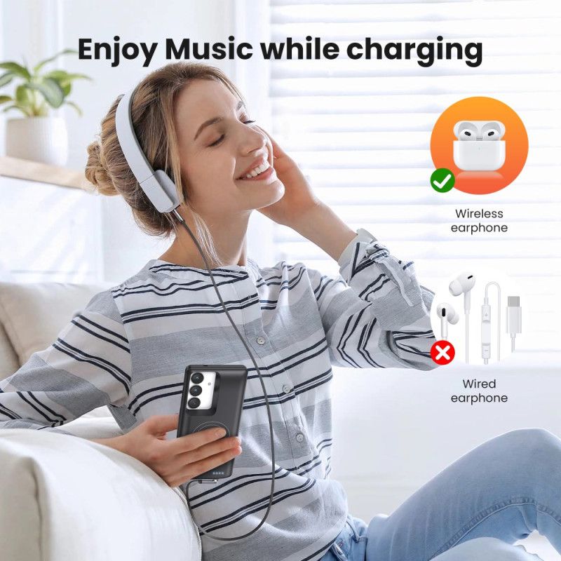 Zewnętrzne Etui Z Baterią 10000 Mah Do Samsung Galaxy S25 / S24 Z Magnetycznym Mocowaniem