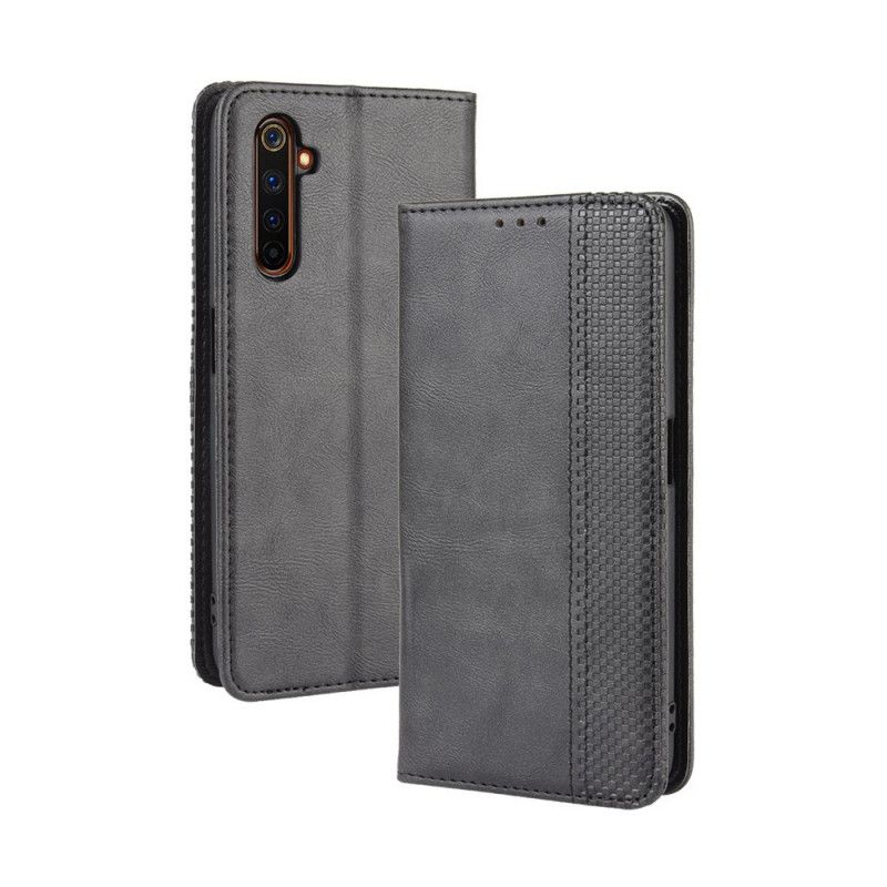 Flip Kotelot Realme X50 Pro Czerwony Czarny Etui na Telefon Stylizowany Efekt Skóry W Stylu Vintage