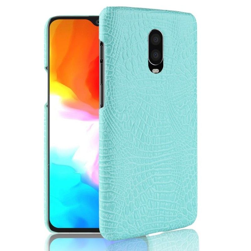 Etui OnePlus 6T Czerwony Czarny Efekt Skóry Krokodyla Etui Ochronne