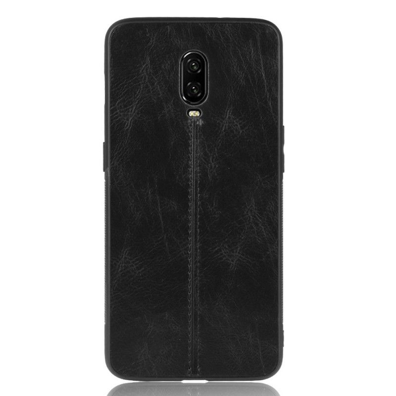 Etui OnePlus 6T Czerwony Czarny Szwy W Stylu Skóry Etui Ochronne