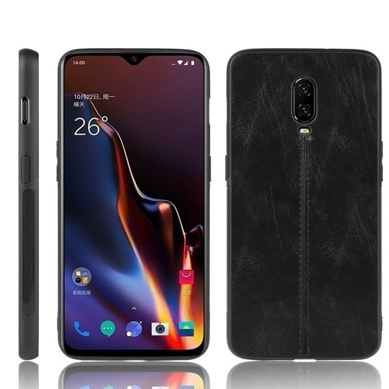 Etui OnePlus 6T Czerwony Czarny Szwy W Stylu Skóry Etui Ochronne
