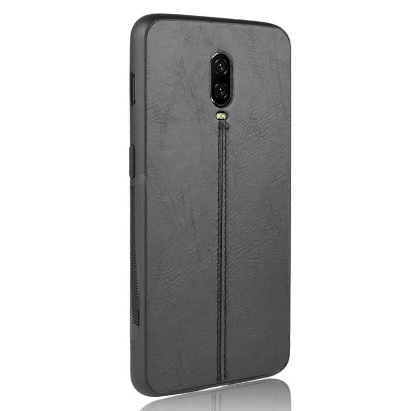 Etui OnePlus 6T Czerwony Czarny Szwy W Stylu Skóry Etui Ochronne