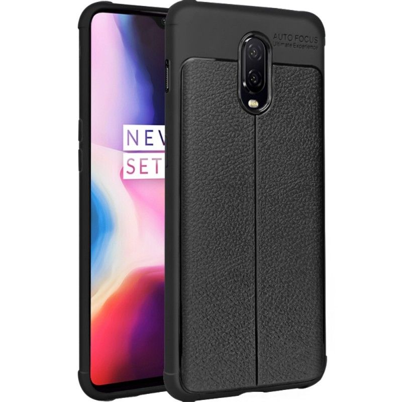 Etui OnePlus 6T Granatowy Czarny Szwy Imak Ze Sztucznej Skóry