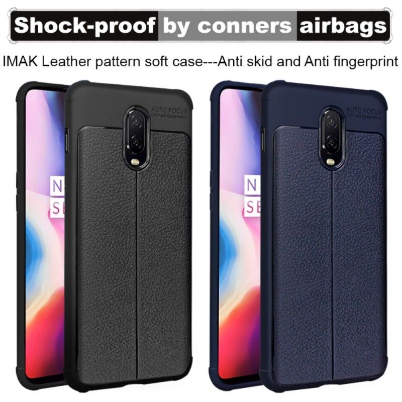 Etui OnePlus 6T Granatowy Czarny Szwy Imak Ze Sztucznej Skóry