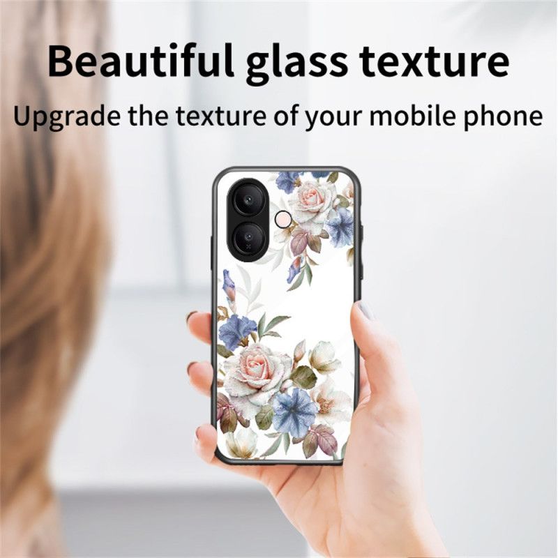 Etui Do Vivo V60 Lite Szkło Hartowane Z Kwiatowym Wzorem