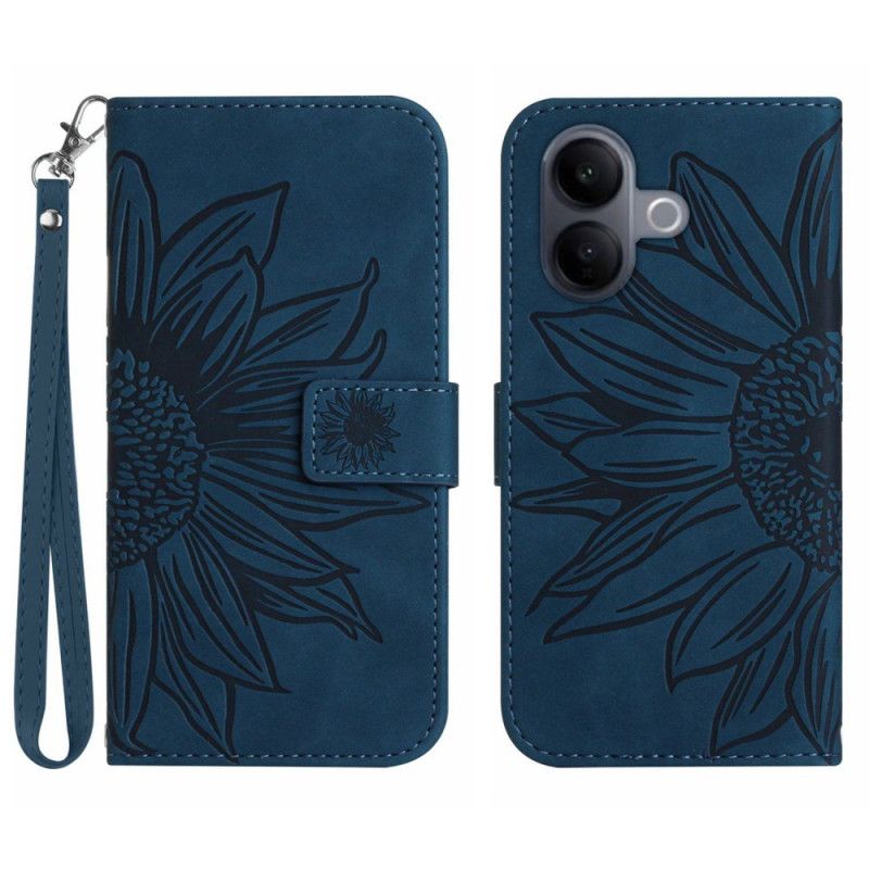 Etui Folio Vivo V60 Lite Nadruk Słonecznika Ze Smyczką Etui Ochronne