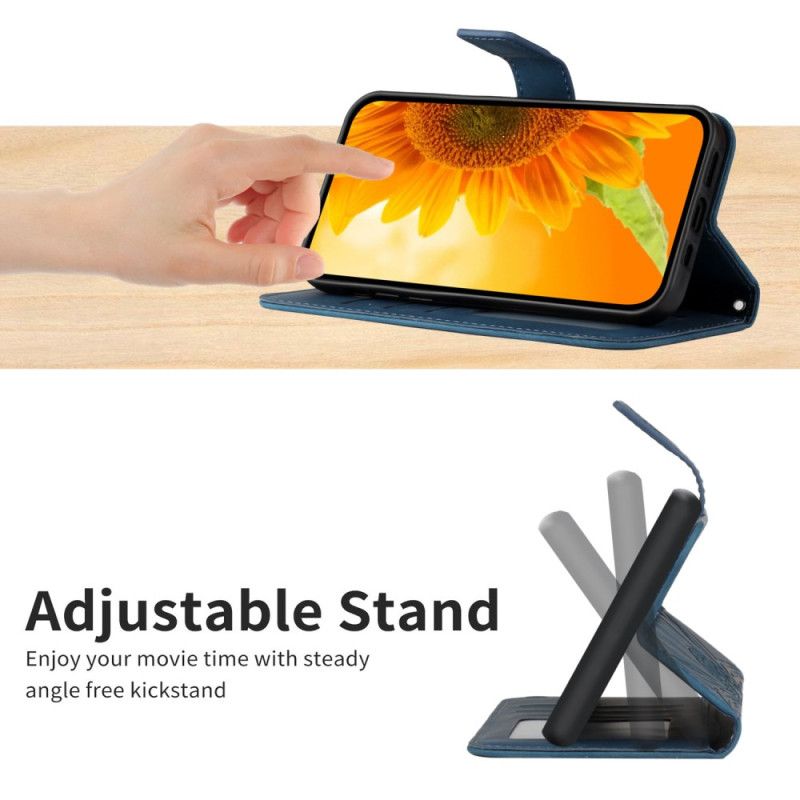 Etui Folio Vivo V60 Lite Nadruk Słonecznika Ze Smyczką Etui Ochronne