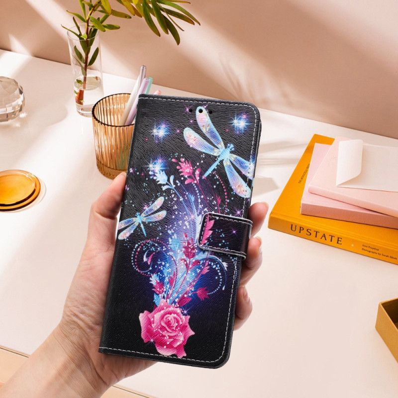 Etui Folio Vivo V60 Lite Świecące Ważki