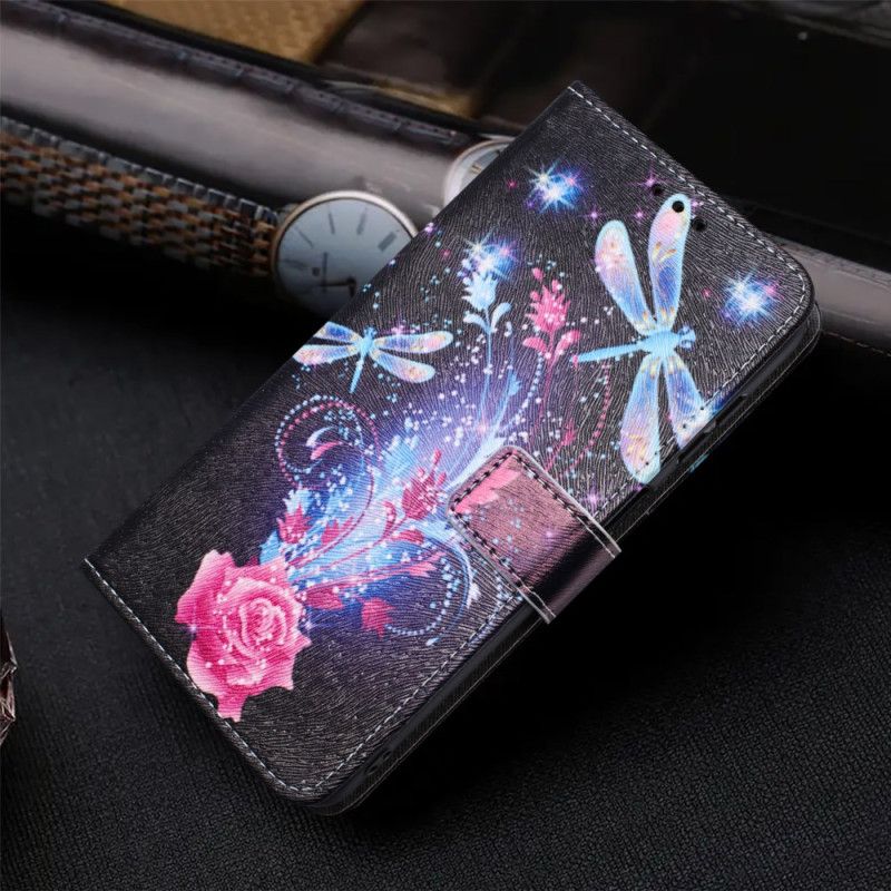 Etui Folio Vivo V60 Lite Świecące Ważki