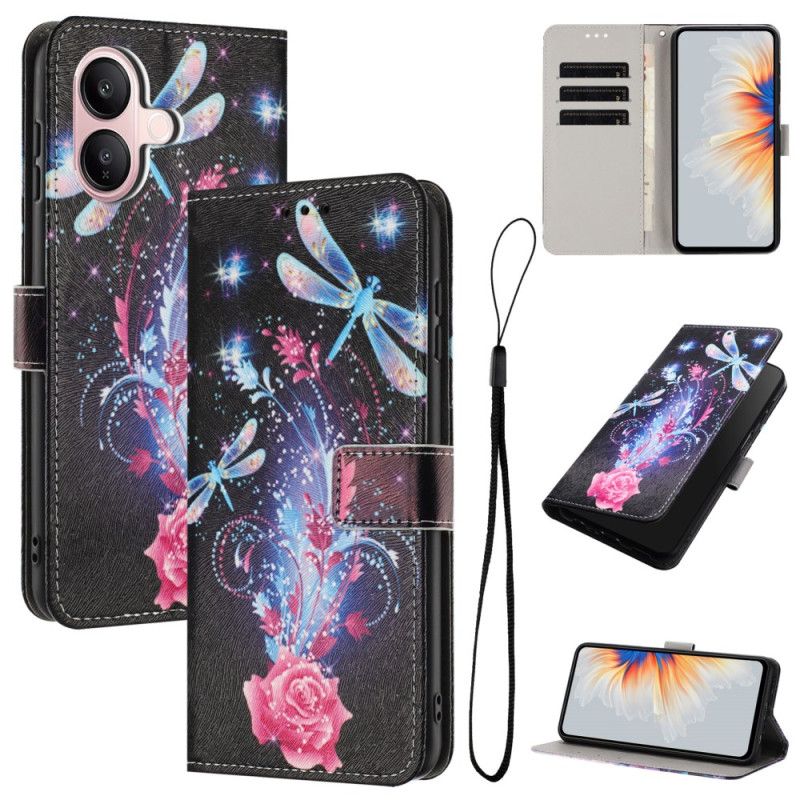 Etui Folio Vivo V60 Lite Świecące Ważki