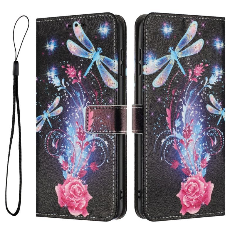 Etui Folio Vivo V60 Lite Świecące Ważki