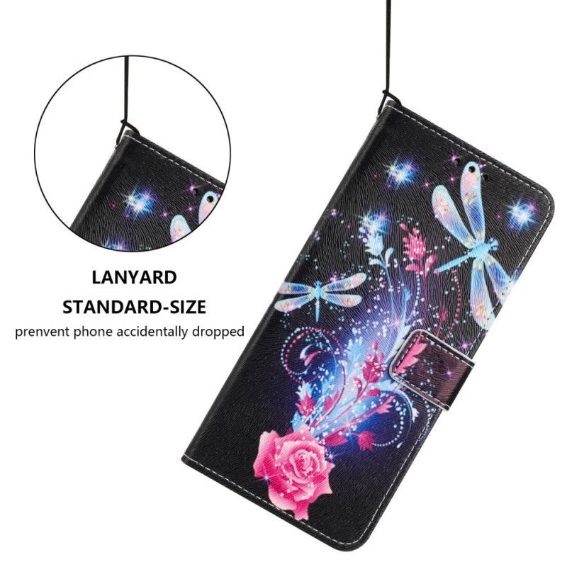 Etui Folio Vivo V60 Lite Świecące Ważki