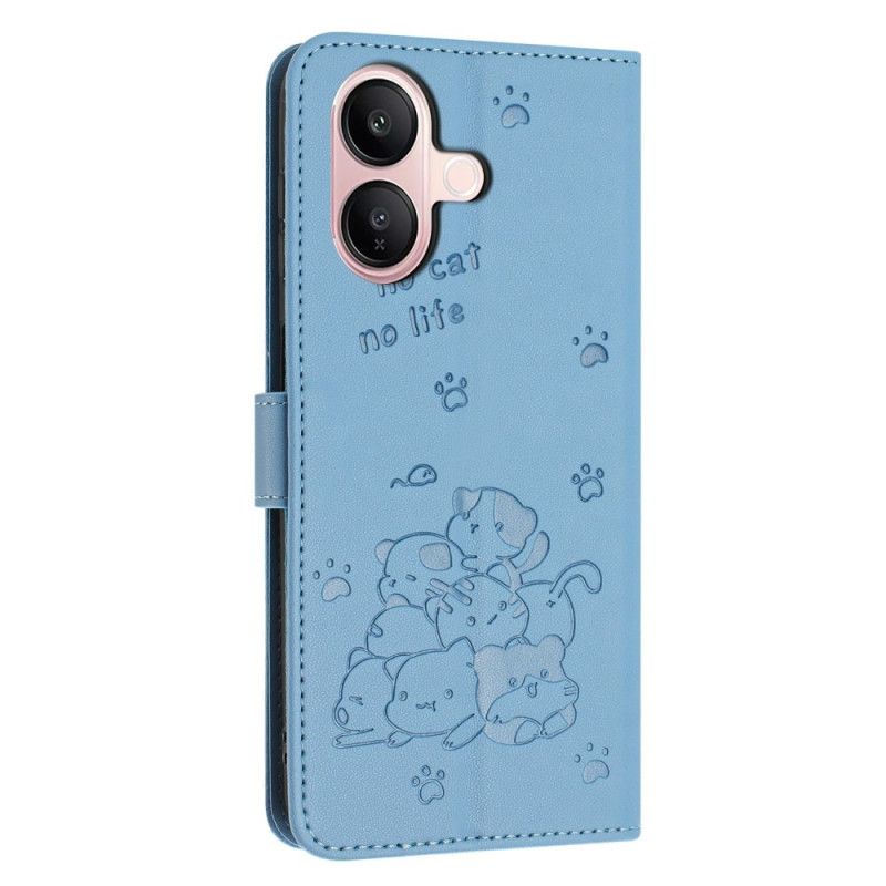 Etui Folio Vivo V60 Lite Wzór Kota Pasek