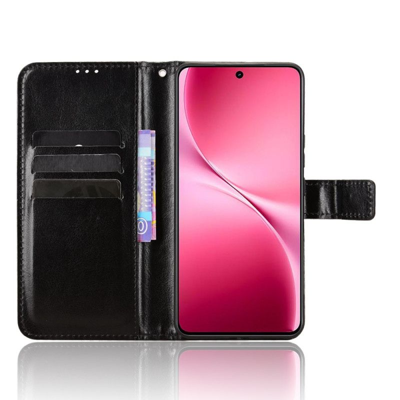 Skórzany Futerał Vivo V60 Lite Etui Na Telefon Błyszcząca Sztuczna Skóra