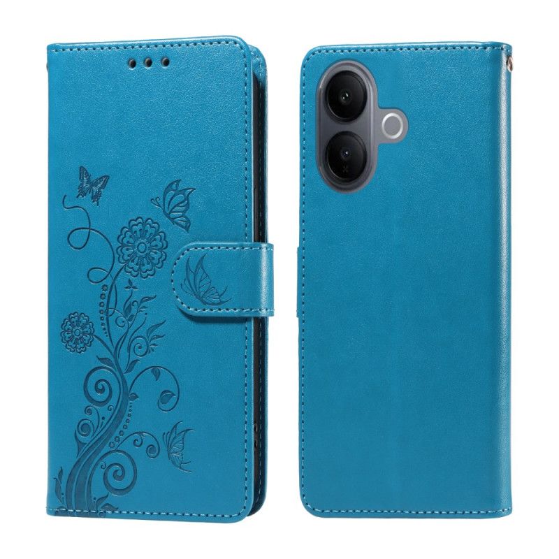 Skórzany Futerał Vivo V60 Lite Etui Na Telefon Kwiatowy