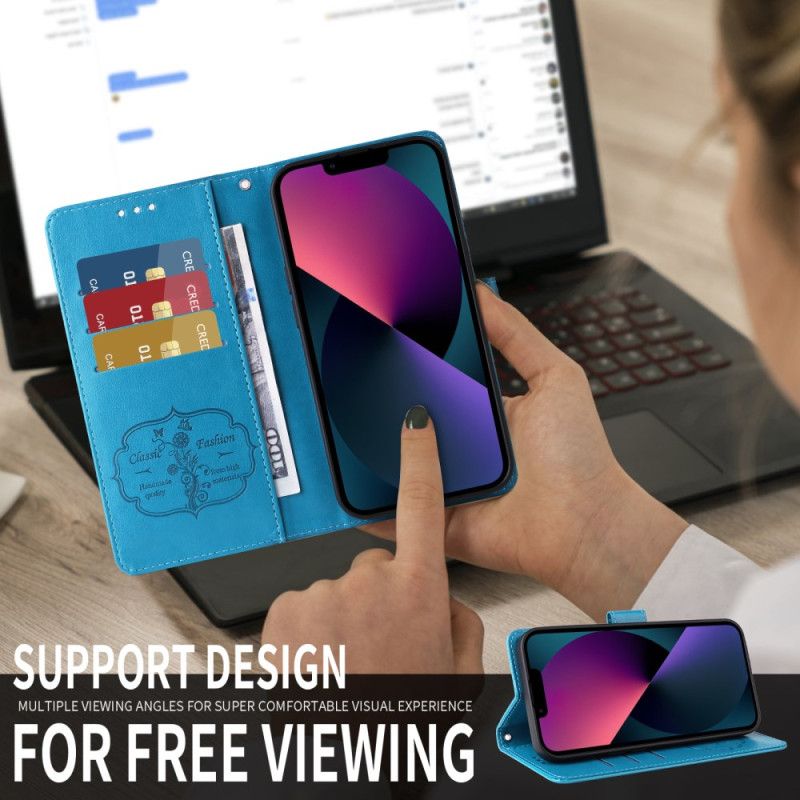 Skórzany Futerał Vivo V60 Lite Etui Na Telefon Kwiatowy