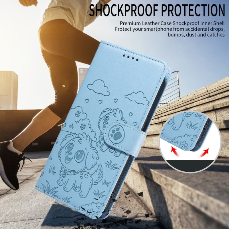 Skórzany Futerał Vivo V60 Lite Etui Na Telefon Ochrona Rfid I Wzór Psa