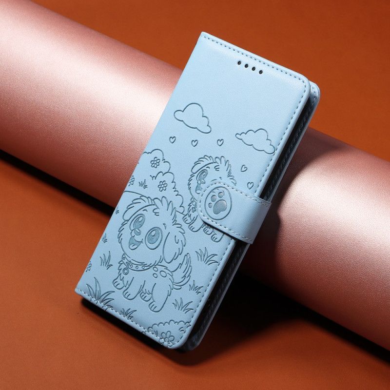 Skórzany Futerał Vivo V60 Lite Etui Na Telefon Ochrona Rfid I Wzór Psa