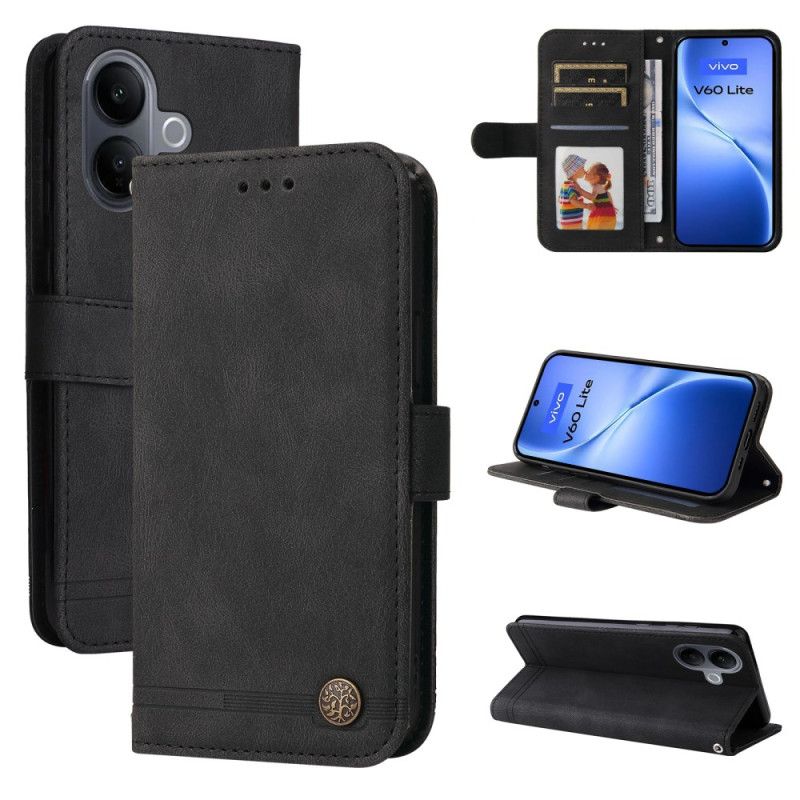 Skórzany Futerał Vivo V60 Lite Etui Na Telefon Ozdobny Nit