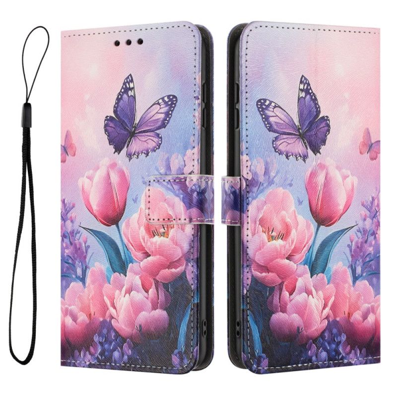Skórzany Futerał Vivo V60 Lite Etui Na Telefon Tulipany