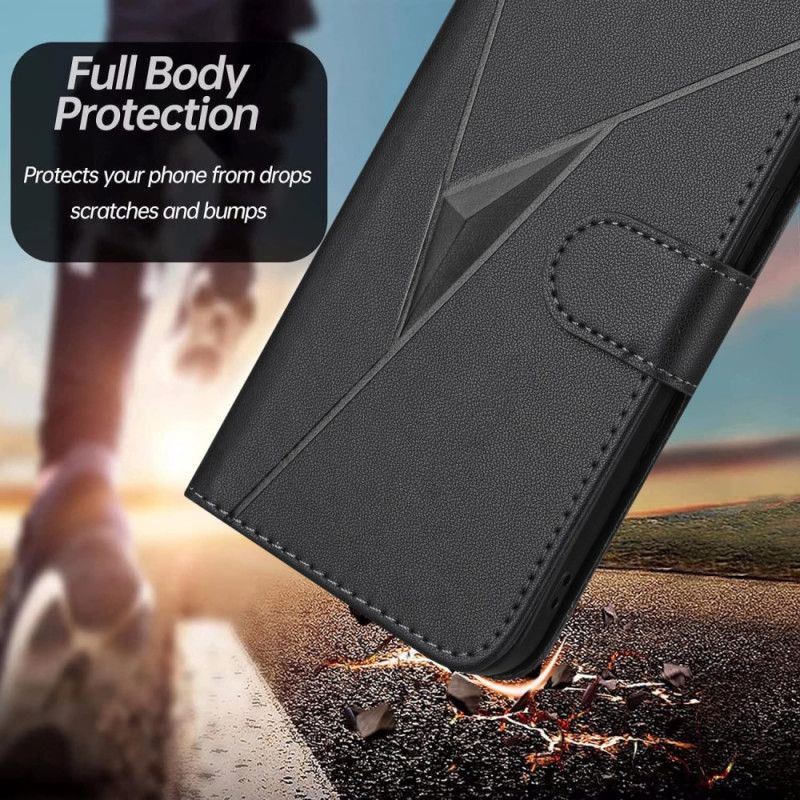 Skórzany Futerał Vivo V60 Lite Etui Na Telefon Wzór Trójkąta