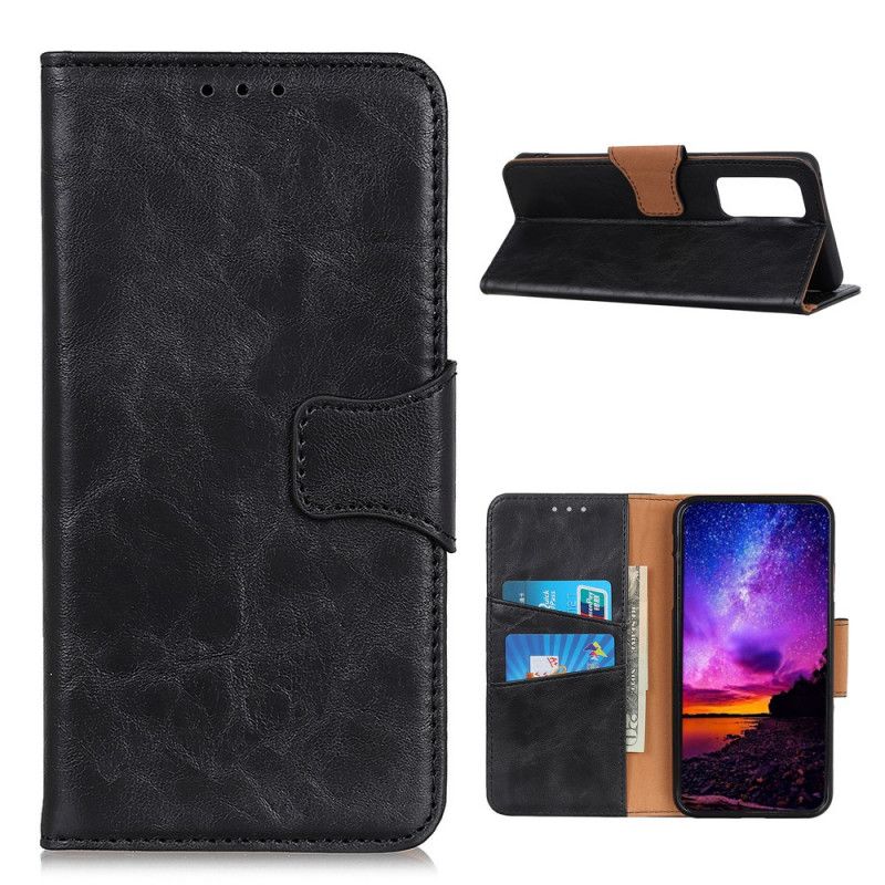 Etui Folio Xiaomi Mi 10T / 10T Pro Czerwony Czarny Dwustronne Zapięcie Z Dwoiny Skóry Etui Ochronne