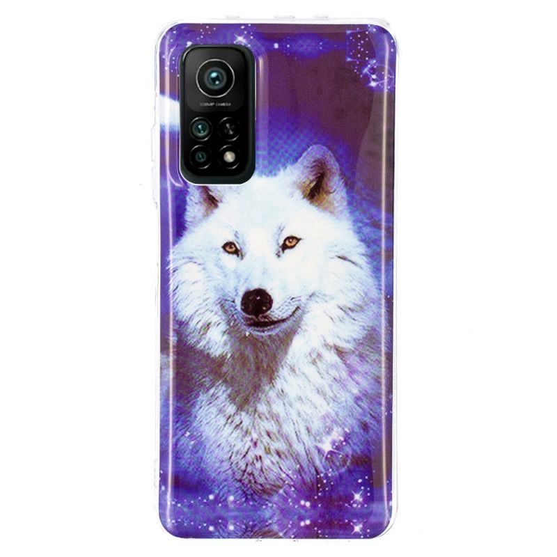 Etui Xiaomi Mi 10T / 10T Pro Ciemnoniebieski Zielony Fluorescencyjna Seria Wilków