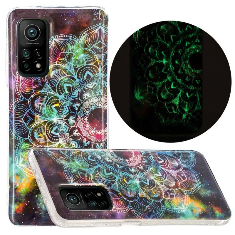 Etui Xiaomi Mi 10T / 10T Pro Czerwony Czarny Fluorescencyjna Seria Kwiatowa Etui Ochronne