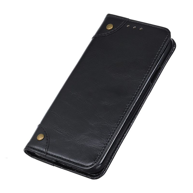 Flip Kotelot Xiaomi Mi 10T / 10T Pro Granatowy Czarny Nity Z Dwoiny W Stylu Vintage