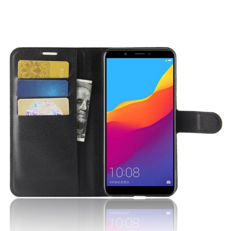 Etui Folio Huawei Y7 2018 Biały Czarny Klasyczny Etui Ochronne