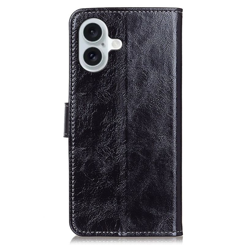 Etui Folio iPhone 16 Plus Błyszcząca Sztuczna Skóra Etui Ochronne