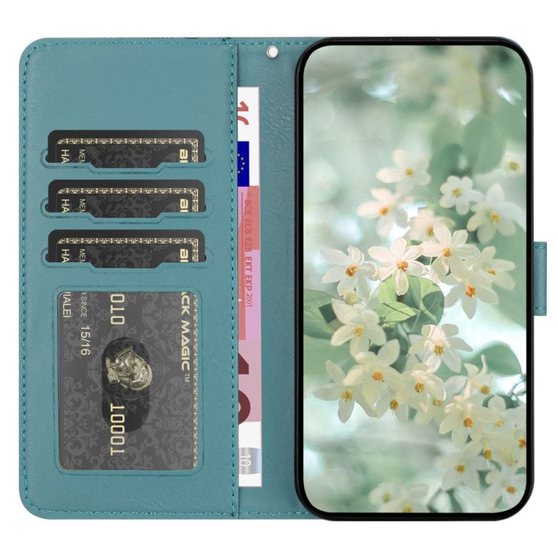 Etui Folio Do Samsung Galaxy S25 Plus 5g Nadruk Kwiatowy Z Paskiem