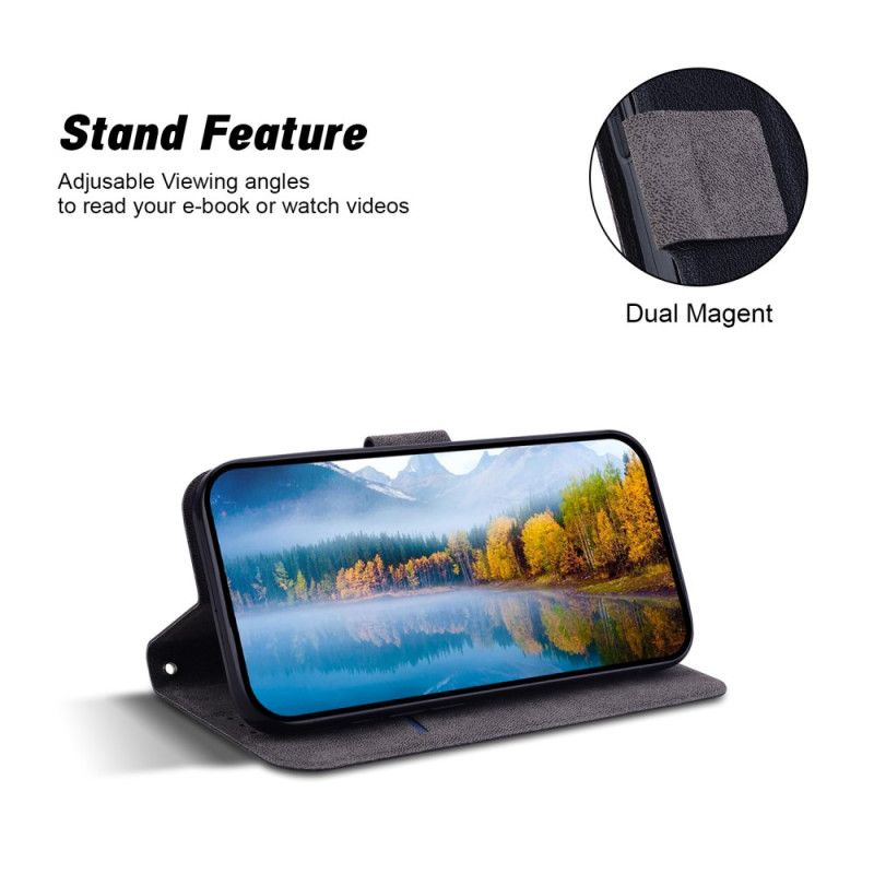 Etui Folio Samsung Galaxy S25 Plus 5g Gładki Efekt Skóry Z Paskiem Etui Ochronne