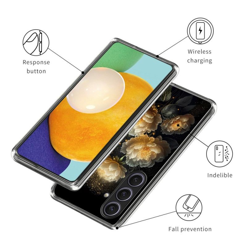 Etui Samsung Galaxy S25 Plus 5g Złote Peonie Etui Ochronne