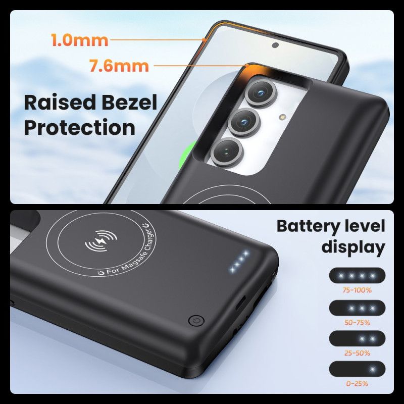 Etui Z Baterią 10000 Mah Do Samsunga Galaxy S25 Plus / S24 Plus Z Ładowarką I Magnetycznym Mocowaniem