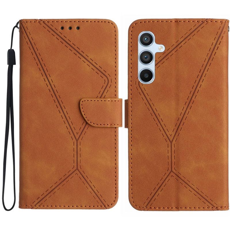 Skórzany Futerał Samsung Galaxy S25 Plus 5g Etui Na Telefon Linie I Paski