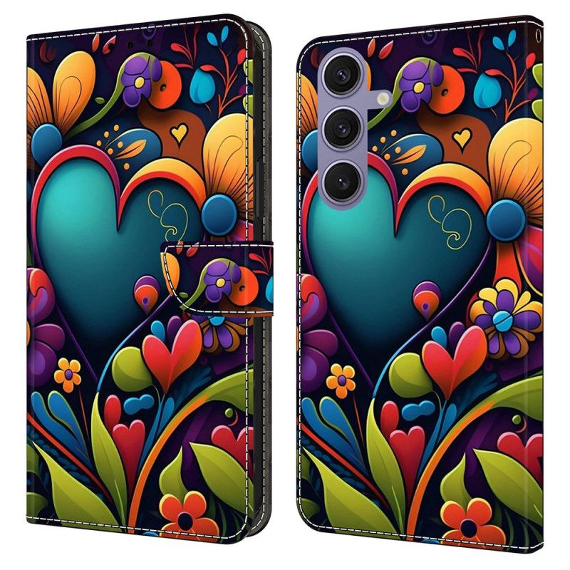 Skórzany Futerał Samsung Galaxy S25 Plus 5g Etui Na Telefon Malowane Serce