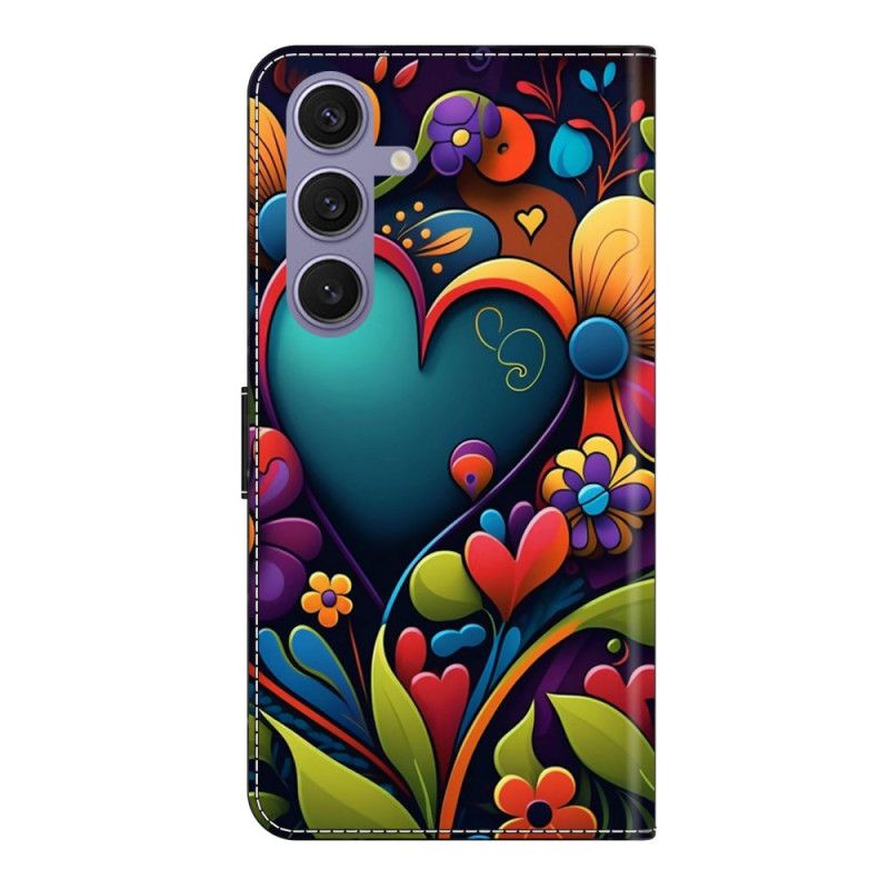 Skórzany Futerał Samsung Galaxy S25 Plus 5g Etui Na Telefon Malowane Serce