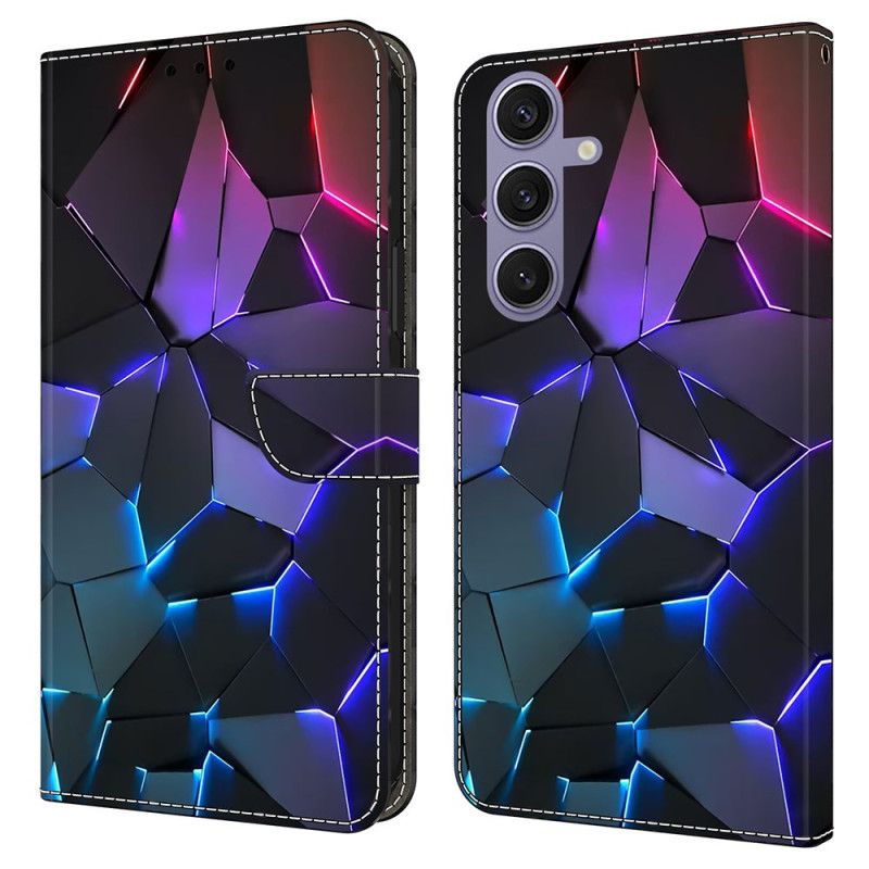 Skórzany Futerał Samsung Galaxy S25 Plus 5g Etui Na Telefon Niebieskie Pęknięcia