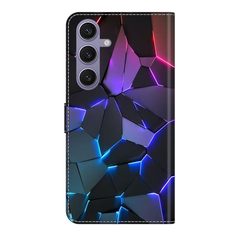 Skórzany Futerał Samsung Galaxy S25 Plus 5g Etui Na Telefon Niebieskie Pęknięcia