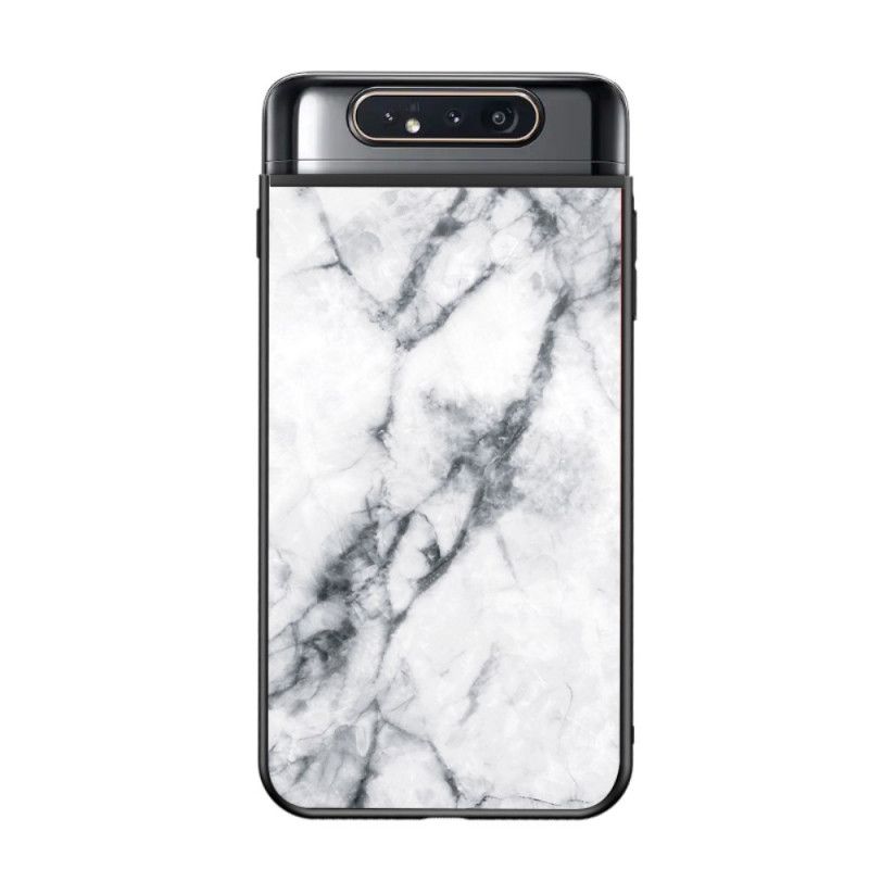Etui Samsung Galaxy A80 / A90 Biały Czarny Pojedynczy Marmur