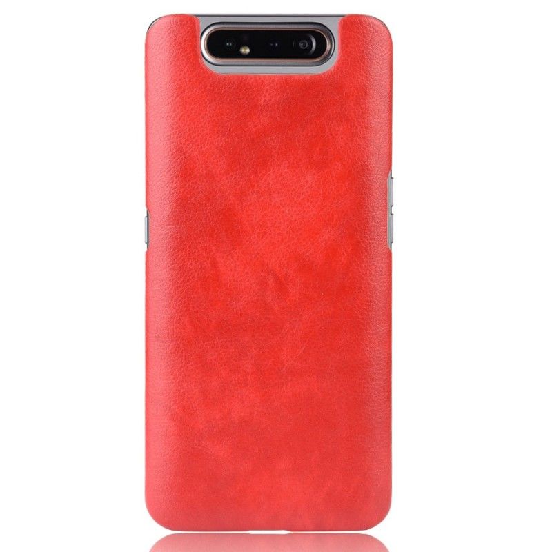 Etui Samsung Galaxy A80 / A90 Czerwony Czarny Efekt Skóry Liczi Etui Ochronne