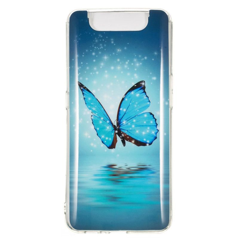 Futerały Samsung Galaxy A80 / A90 Etui na Telefon Fluorescencyjny Niebieski Motyl