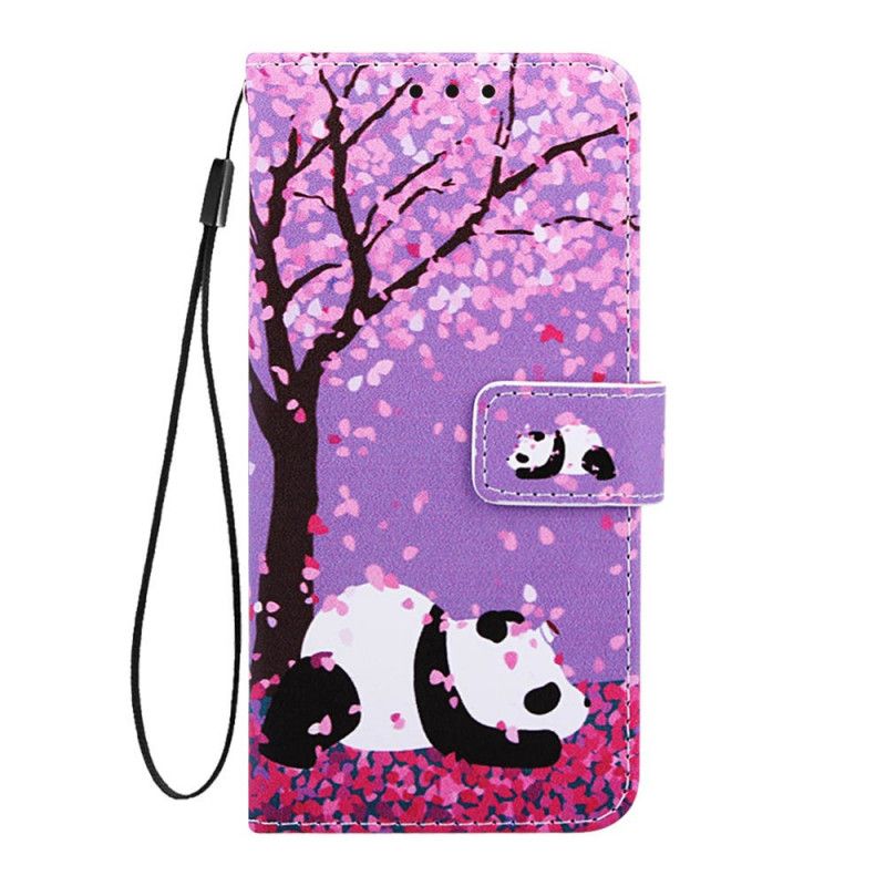 Skórzany Futerał Samsung Galaxy A80 / A90 Etui na Telefon Chińska Panda Drzewna