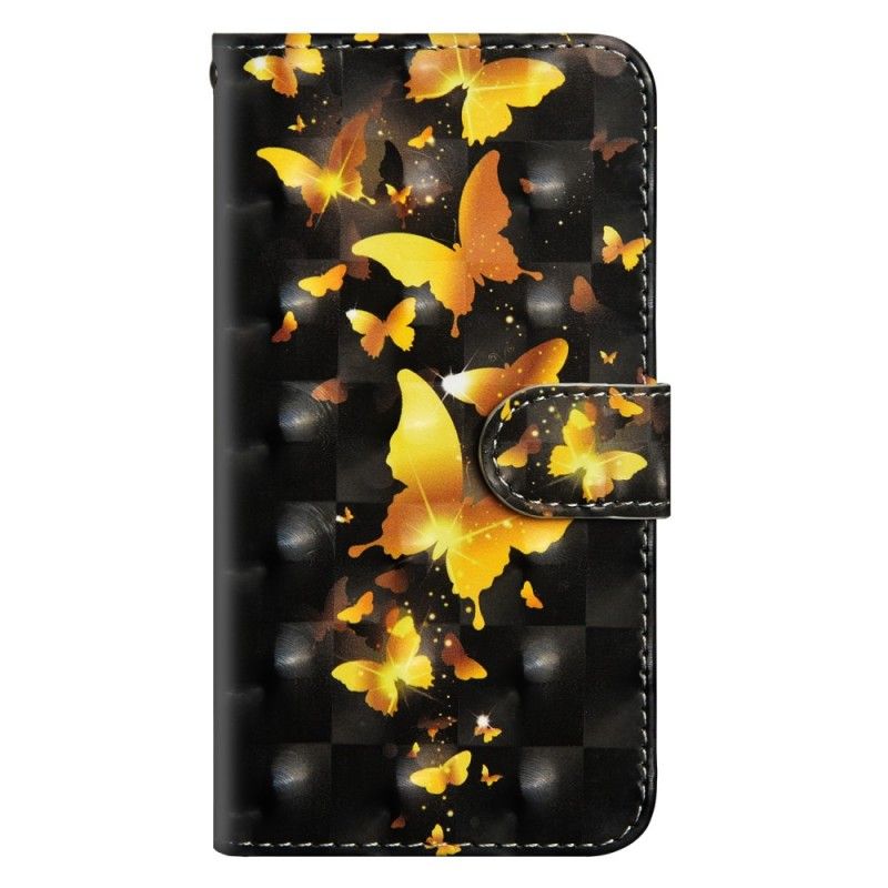 Skórzany Futerał Samsung Galaxy A80 / A90 Etui na Telefon Żółte Motyle
